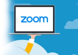 Zoom logo on a laptop