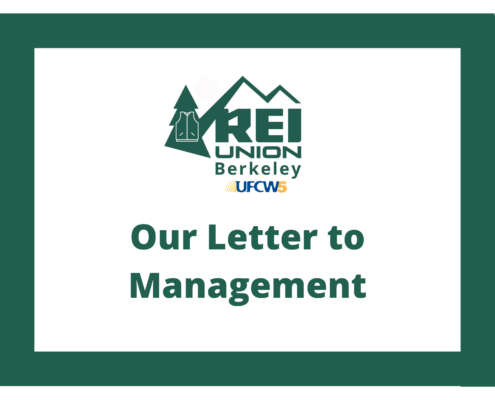 REI Union Berkeley letter to management banner