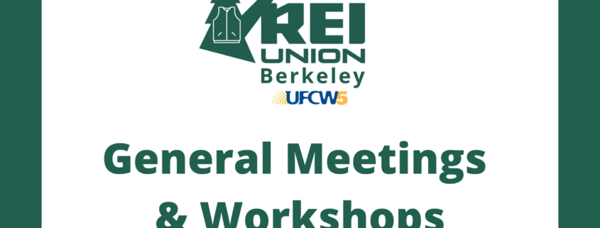 REI Union Berkeley general meetings and workshops banner